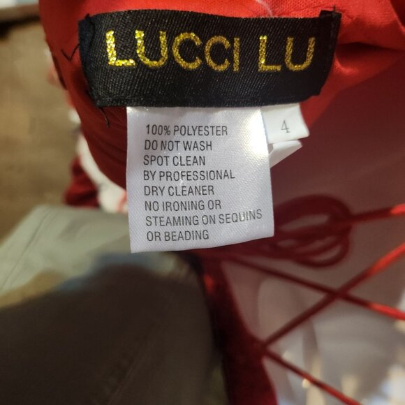 Lady in Red Confident Love Sexy Sequin Halter Dress LaceUp Back Sz 4 By Lucci Lu - Picture 7 of 7